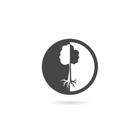 Tree icon silhouette with shadowのイラスト素材