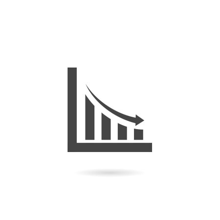 Business decline chart icon with shadowのイラスト素材