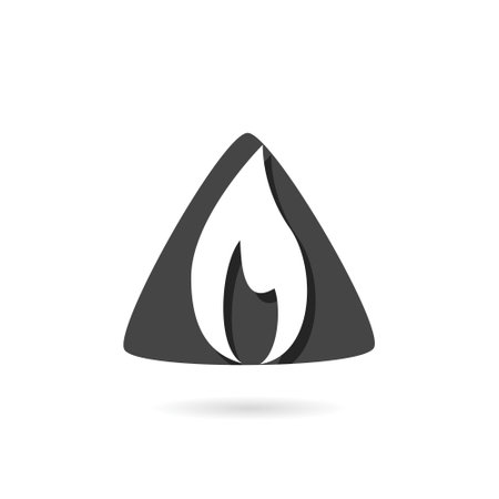 Fire flame icon with shadowのイラスト素材
