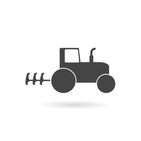 Tractor icon with shadowのイラスト素材