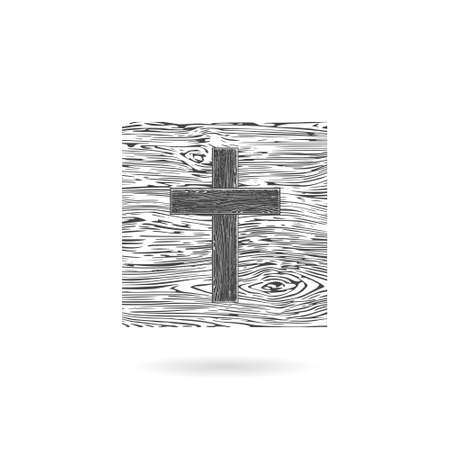 Christian cross icon with shadowのイラスト素材