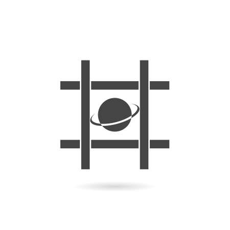Globe prison flat icon with shadowのイラスト素材