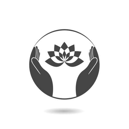 Hands Lotus Sign with shadowのイラスト素材