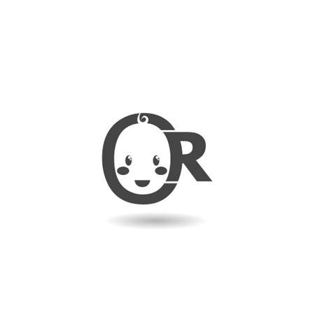 Initial CR Letter Logo With shadowのイラスト素材