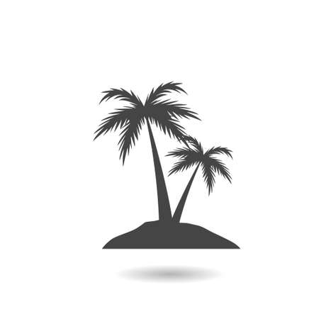 Island with palm trees icon with shadowのイラスト素材