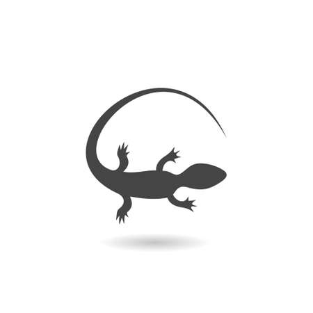Gecko Tattoo, Lizard Reptile icon with shadowのイラスト素材