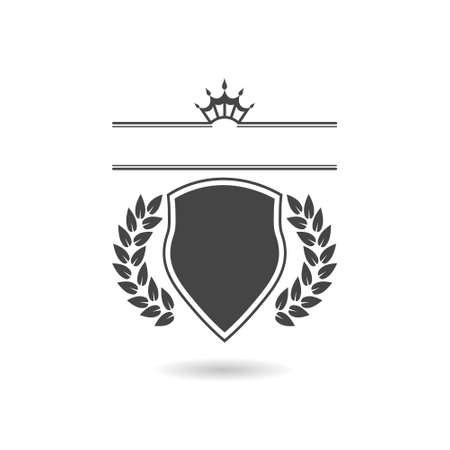 Laurel wreath icon with shield crownのイラスト素材