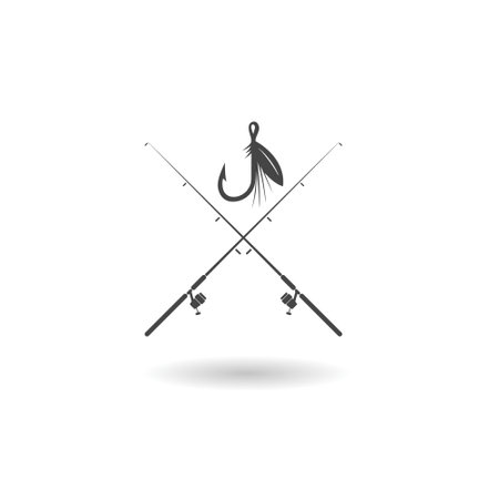 Fishing rod icon with shadowのイラスト素材