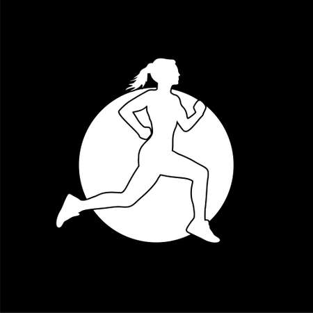 Running man icon. People running icon isolated on dark backgroundのイラスト素材