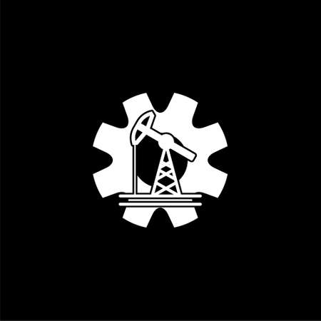 Silhouette of oil fountain in gear isolated on dark backgroundのイラスト素材