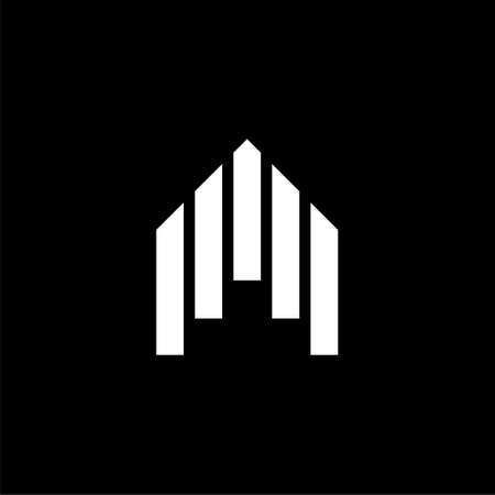 Arrow up icon. A  Design. House icon isolated on dark backgroundのイラスト素材