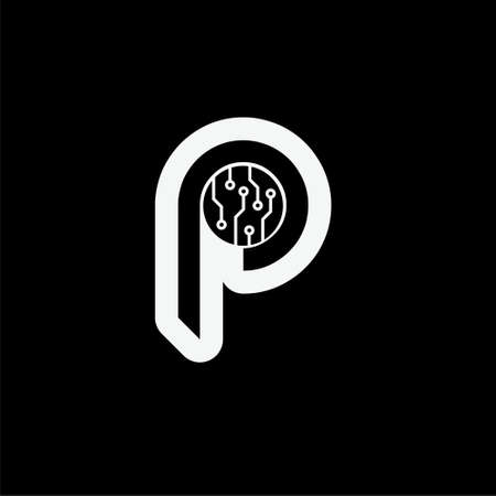 Letter P isolated on dark backgroundのイラスト素材