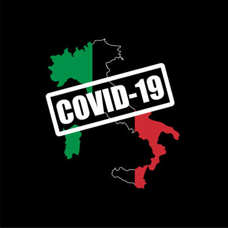 COVID-19 coronavirus outbreak in Italy isolated on dark backgroundのイラスト素材