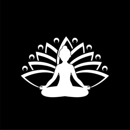 Yoga lotus icon isolated on dark backgroundのイラスト素材