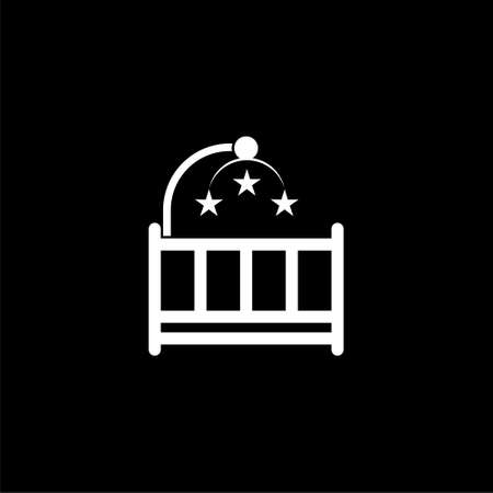 Baby-bed crib icon isolated on dark backgroundのイラスト素材