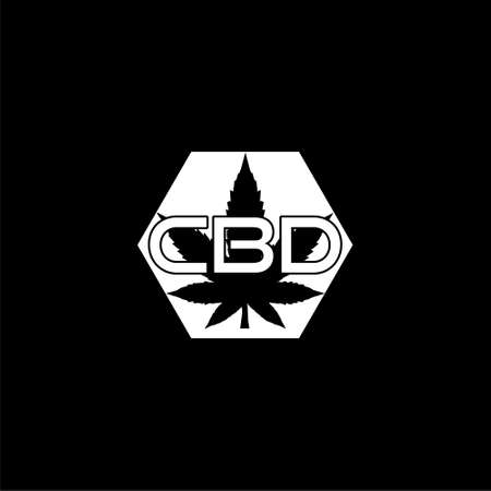 CBD icon. Marijuana sign isolated on dark backgroundのイラスト素材
