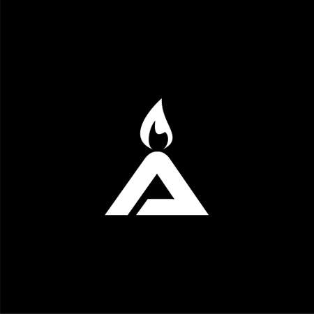 Letter A logo design Candle isolated on dark backgroundのイラスト素材