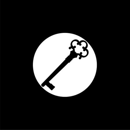 Antique Old Key icon isolated on dark backgroundのイラスト素材