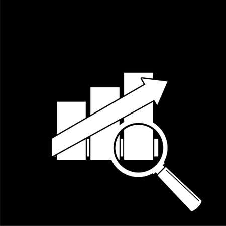 Graph magnifier icon for web design isolated on dark backgroundのイラスト素材