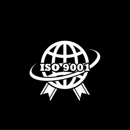 ISO 9001 icon isolated on black backgroundのイラスト素材