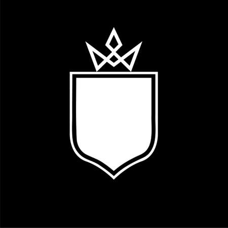 Crown and shield logo design isolated on dark backgroundのイラスト素材
