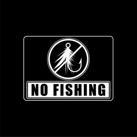 No fishing glyph icon isolated on dark backgroundのイラスト素材