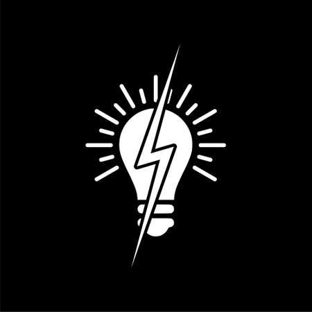 Electricity Logo, electric bulb icon isolated on dark backgroundのイラスト素材