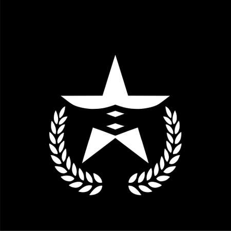 Laurel wreath star sign isolated on dark backgroundのイラスト素材