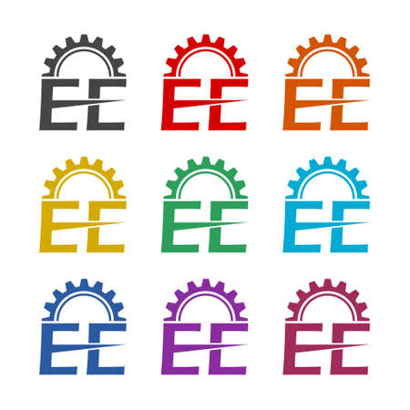 Initial letter EE logo, color setのイラスト素材