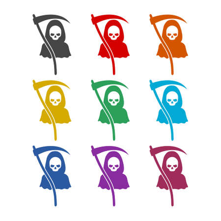 Grim reaper death hood skull icon, color setのイラスト素材