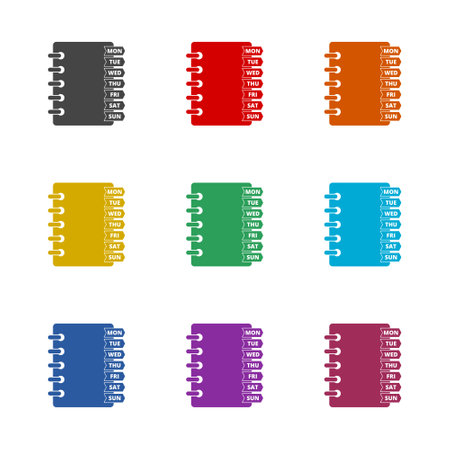 Calendar icon, Weekly calendar, color setのイラスト素材