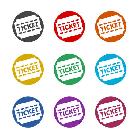 Simple Ticket icon, color setのイラスト素材