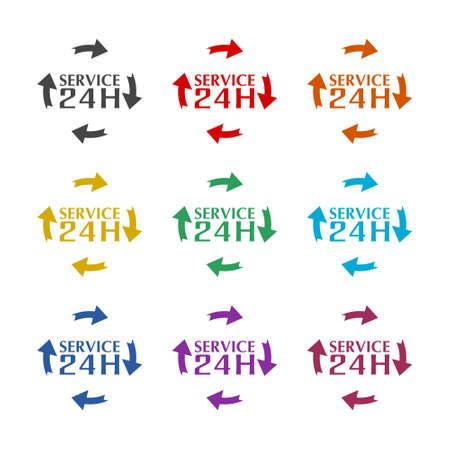 24 hour service logo icon, color setのイラスト素材