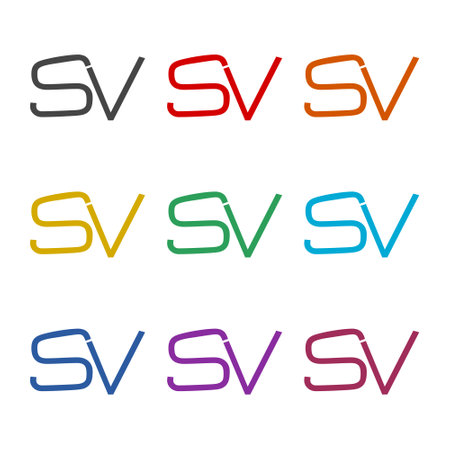 SV Letter Logo Design icon, color setのイラスト素材