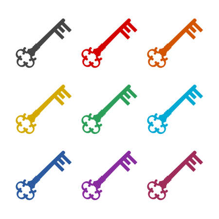 Old key icon, color setのイラスト素材