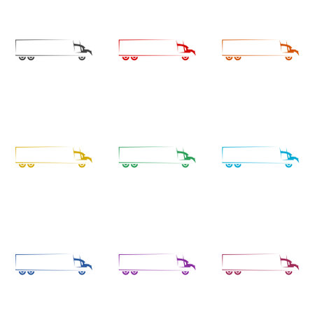 Truck line icon, color setのイラスト素材