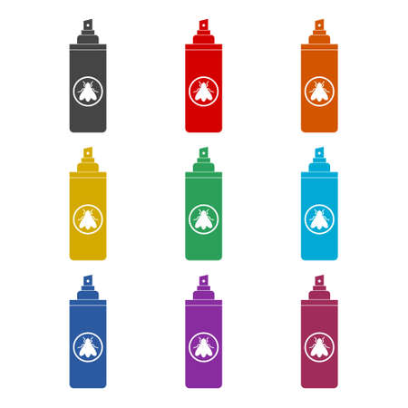 Insect spray, bug disinfection flat icon, color setのイラスト素材