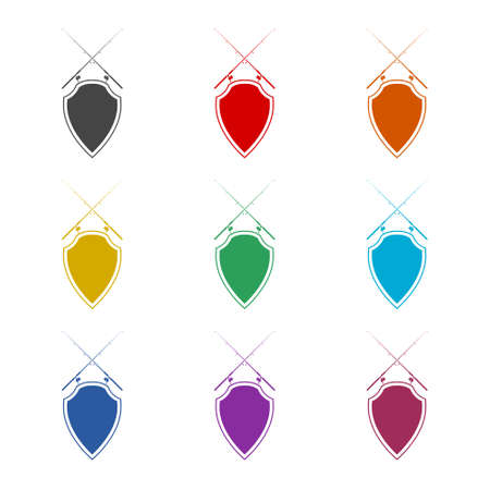 Fishing shield icon, color setのイラスト素材