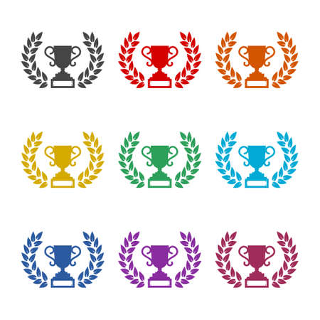 Trophy cup, winner design color setのイラスト素材