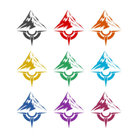 Mountain adventure logo design, color setのイラスト素材