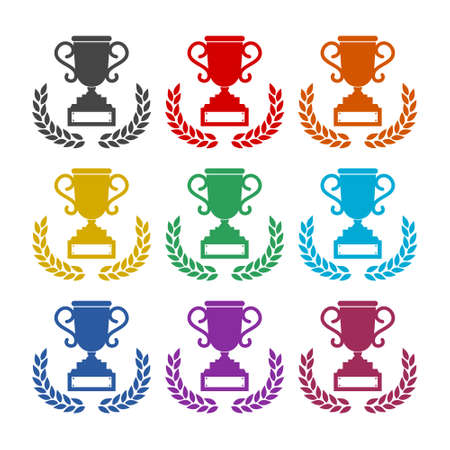 Winner trophy cup icon, color setのイラスト素材