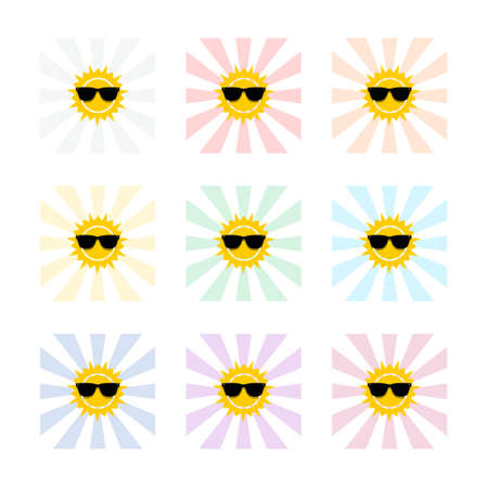 Sun with glasses icon, simple vectorのイラスト素材