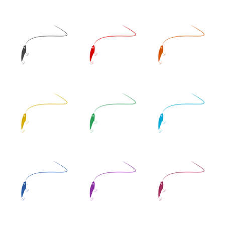 Unique fishing logo template. Fishing icon, color setのイラスト素材