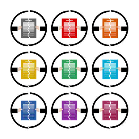 Simple Torn document icon, color setのイラスト素材