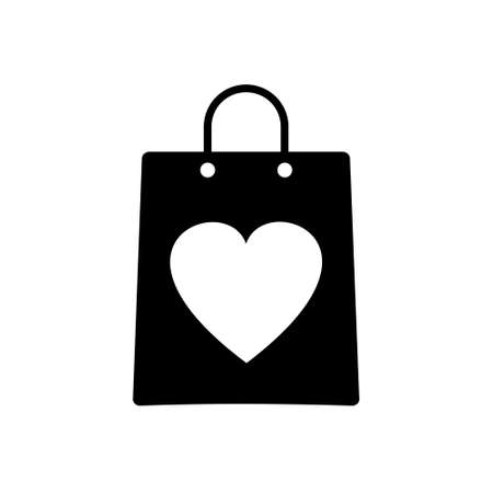 Shopping bag with heart icon isolated on white backgroundのイラスト素材