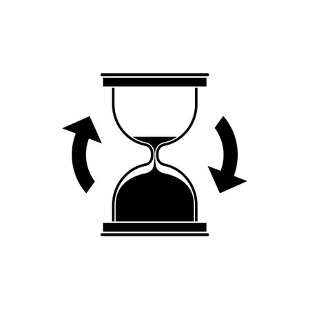 Old hourglass with flowing sand icon isolated on white backgroundのイラスト素材