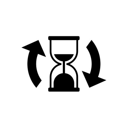 Old hourglass with flowing sand icon isolated on white background