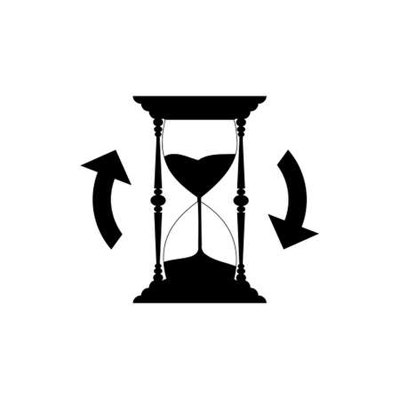 Old hourglass with flowing sand icon isolated on white background