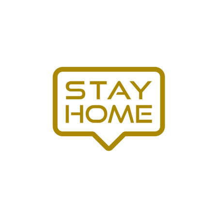 Speech bubble Stay home icon isolated on white backgroundのイラスト素材