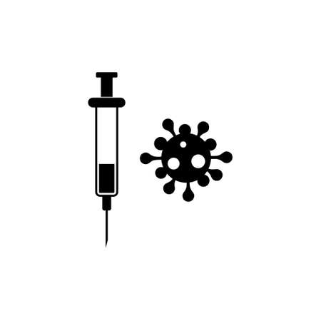 Virus vaccine icon isolated on white background. Coronavirus injection syringe iconのイラスト素材